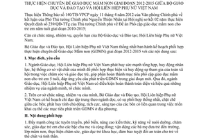 Kế hoạch 1343/KH/BGDĐT-HLHPNVN phối hợp thực hiện chuyên đề Giáo dục mầm non