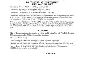 Nghị quyết 73/NQ-HĐND năm 2012 chương trình tổng thể xây dựng phát triển đô thị