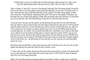 Thông báo 418/TB-VPCP ý kiến kết luận của Phó Thủ tướng Hoàng Trung Hải