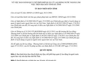 Quyết định 66/2012/QĐ-UBND Quy chế phối hợp quản lý lao động là người nước ngoài