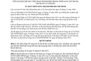 Quyết định 60/2012/QĐ-UBND điều chỉnh chế độ đối với huấn luyện vận động viên