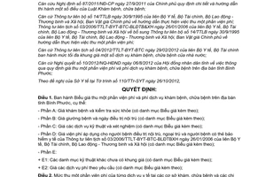 Quyết định 40/2012/QĐ-UBND biểu giá thu một phần viện phí và phí dịch vụ khám