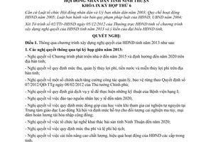 Nghị quyết số 23/2012/NQ-HĐND chương trình xây dựng nghị quyết Hội đồng nhân dân Ninh Thuận 2013