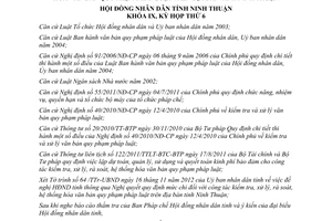 Nghị quyết 17/2012/NQ-HĐND mức chi công tác kiểm tra rà soát văn bản quy phạm pháp luật Ninh Thuận