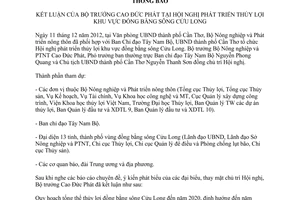 Thông báo 6362/TB-BNN-VP kết luận của Bộ trưởng cao đức phát tại Hội nghị