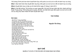 Quyết định 56/2012/QĐ-TTg Quy chế quản lý xử lý rủi ro đối với danh mục nợ công