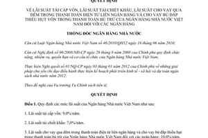 Quyết định 2646/QĐ-NHNN năm 2012 lãi suất tái cấp vốn lãi suất tái chiết khấu