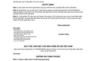 Quyết định 1760/QĐ-BHXH 2012 quy chế làm việc Bảo hiểm xã hội Việt Nam