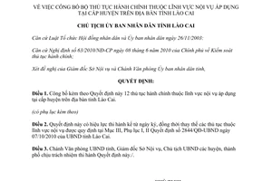 Quyết định 3840/QĐ-UBND 2012 thủ tục hành chính thuộc lĩnh vực nội vụ cấp huyện Lào Cai