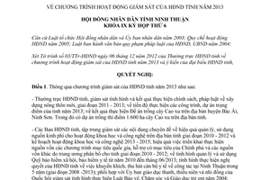 Nghị quyết 22/2012/NQ-HĐND hoạt động giám sát của hội đồng nhân dân tỉnh 2013 Ninh Thuận