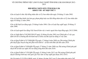 Nghị quyết 81/2012/NQ-HĐND Chương trình Việc làm Dạy nghề Đắk Lắk 2012-2015