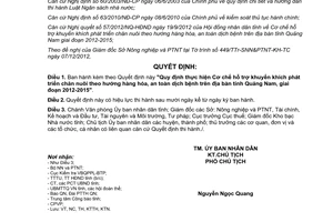 Quyết định 35/2012/QĐ-UBND thực hiện Cơ chế hỗ trợ khuyến khích phát triển