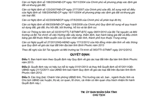 Quyết định 39/2012/QĐ-UBND giá đất Bình Phước năm 2013