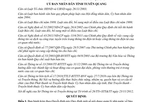 Quyết định 26/2012/QĐ-UBND quản lý nhà nước về báo chí Tuyên Quang