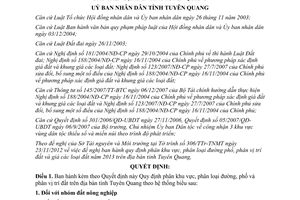 Quyết định 23/2012/QĐ-UBND ph&#226;n khu vực đường phố v&#224; vị tr&#237; đất năm 2012 Tuy&#234;n Quang