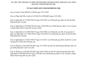 Quyết định 44/2012/QĐ-UBND thu phí bảo vệ môi trường khai thác khoáng sản