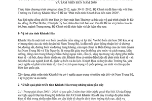 Kết luận 53-KL/TW 2012 xây dựng phát triển tỉnh Khánh Hòa đến 2020 tầm nhìn đến 2030