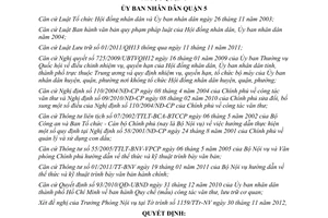 Quyết định 03/2012/QĐ-UBND công tác văn thư lưu trữ các cơ quan tổ chức quận 5