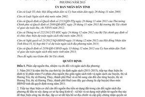 Quyết định 49/2012/QĐ-UBND tổ chức thực hiện ngân sách nhà nước địa phương 2013