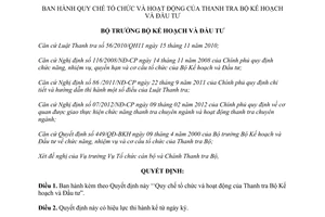 Quyết định 1768/QĐ-BKHĐT năm 2012 Quy chế tổ chức hoạt động Thanh tra Bộ Kế hoạch Đầu tư