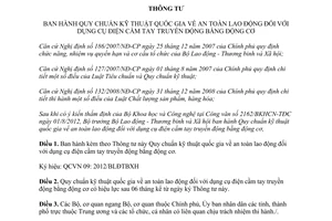 Thông tư 34/2012/TT-BLĐTBXH Quy chuẩn kỹ thuật quốc gia an toàn lao động