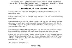 Quyết định 1764/QĐ-BHXH sửa đổi Quy định quản lý chi trả chế độ bảo hiểm xã hội