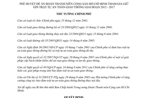 Quyết định 2051/QĐ-TTg năm 2012 phê duyệt Đề án Đoàn Thanh niên Cộng sản HCM