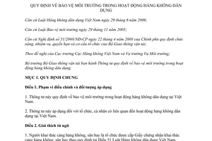 Thông tư 53/2012/TT-BGTVT bảo vệ môi trường trong hoạt động hàng không dân dụng