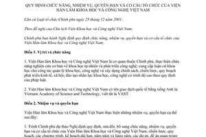 Nghị định 108/2012/NĐ-CP chức năng nhiệm vụ quyền hạn cơ cấu Viện Hàn lâm