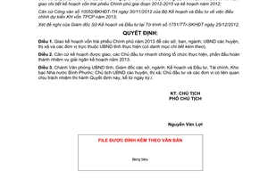 Quyết định 2606/QĐ-UBND 2012 giao kế hoạch vốn trái phiếu Chính phủ 2013 Bình Phước