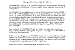Công văn 8326/BGDĐT-KHTC kế hoạch triển khai phần mềm phổ cập giáo dục
