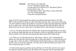 Công văn 10333/BGTVT-TCCB triển khai Đề án Nâng cao ý thức trách nhiệm đạo đức