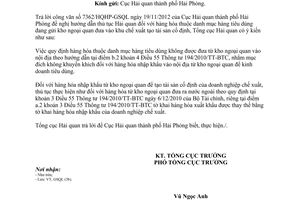 Công văn 6857/TCHQ-GSQL thủ tục hải quan đối với hàng hóa từ kho ngoại quan