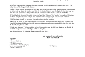 Công văn 9978/VPCP-QHQT đàm phán Hiệp định cho Khoản Tài trợ bổ sung cho Dự án