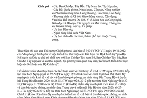 Công văn 10286/BKHĐT-KTĐP&LT triển khai thực hiện các Kết luận của Bộ Chính trị