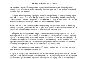 Công văn 8576/BGDĐT-NGCBQLGD năm 2012 công tác bồi dưỡng thường xuyên giáo viên