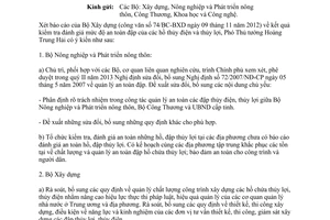 Công văn 10237/VPCP-KTN năm 2012 kiểm tra đánh giá mức độ an toàn đập