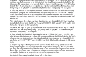 Công văn 19596/QLD-CL năm 2013 ckhông đạt chuẩn chất lượng
