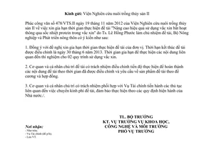 Công văn 6243/BNN-KHCN gia hạn thời gian thực hiện đề tài nâng cao hiệu quả