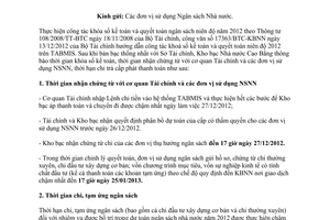 Công văn 1239/KBCB-KT thông báo thời gian giao nhận chứng từ đối chiếu xác nhận