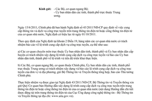 Công văn 3601/BTTTT-ƯDCNTT xây dựng lộ trình cung cấp dịch vụ công trực tuyến