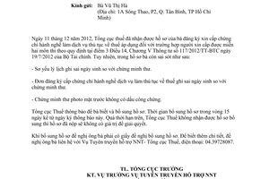 Công văn 4654/TCT-TTHT thông báo bổ sung hồ sơ đăng ký cấp chứng chỉ hành nghề