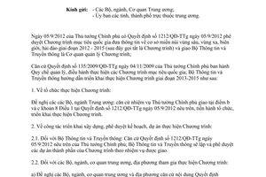 Công văn 3724/BTTTT-KHTC hướng dẫn triển khai thông tin Chương trình mục tiêu