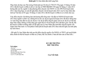 Công văn 10944/BKHĐT-KTĐPLT điều chuyển vốn ngân sách năm 2012 Bộ Kế hoạch Đầu tư