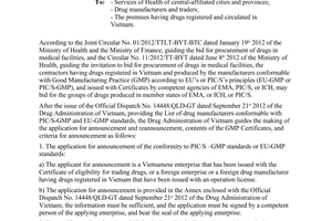 Official Dispatch No. 20215/QLD-CL Guiding the announcement of drug manufacturer