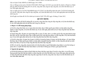 Quyết định 66/2012/QĐ-UBND bồi dưỡng cán bộ công chức làm công tác tiếp dân