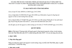 Quyết định 3109/QĐ-UBND năm 2012 phê duyệt Chương trình kế hoạch quản lý tổng