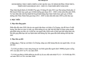 Kế hoạch 110/KH-UBND Chiến lược quốc gia về Dinh dưỡng Thừa Thiên Huế 2012 2020 tầm nhìn 2030
