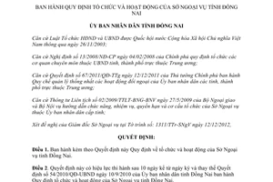 Quyết định 79/2012/QĐ-UBND tổ chức và hoạt động của Sở Ngoại vụ Đồng Nai