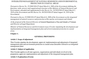 Circular No.22/2012/TT-BTNMT plan for integrated management of natural resources